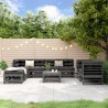 9-tlg. Garten-Lounge-Set Grau Massivholz Kiefer