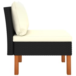 Mittelsofa Poly Rattan und Eukalyptus Massivholz