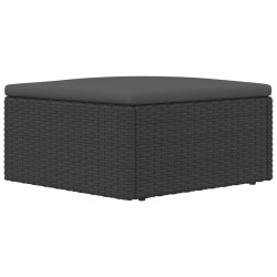 Gartenhocker mit Kissen Schwarz Poly Rattan