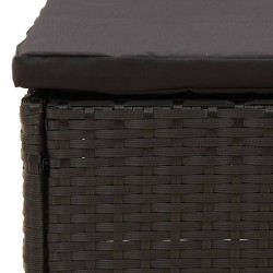 Gartenhocker mit Kissen Schwarz Poly Rattan