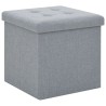 Hocker mit Stauraum Hellgrau Leinenoptik