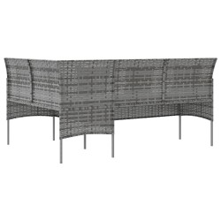 Sofa in L-Form mit Kissen Poly Rattan Grau