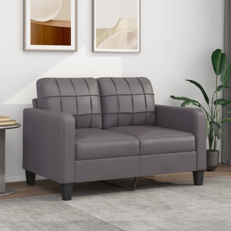 2-Sitzer-Sofa Grau 120 cm Kunstleder