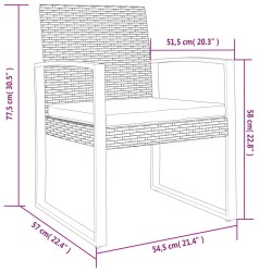 Garten-Esszimmerstühle 2 Stk. Dunkelgrau PP-Rattan