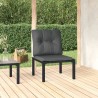 Gartenstuhl mit Kissen Schwarz und Grau Poly Rattan