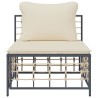 Garten-Mittelsofa mit Beige Kissen Poly Rattan