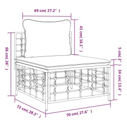 Garten-Mittelsofa mit Beige Kissen Poly Rattan