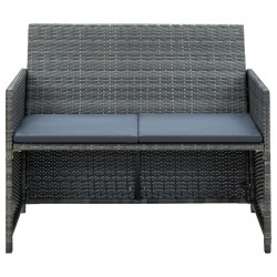 2-Sitzer-Gartensofa mit Polstern Grau Poly Rattan