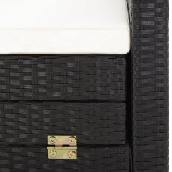 Ausziehbares 3-Sitzer-Schlafsofa mit Dach Poly Rattan Schwarz