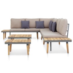 7-tlg. Garten-Lounge-Set mit Kissen Massivholz Akazie Braun