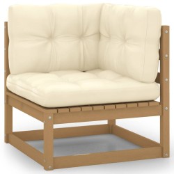 Gartensofa 2-Sitzer mit Kissen Honigbraun Massivholz Kiefer