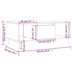 Couchtisch Grau Sonoma 90x50x36,5 cm Holzwerkstoff