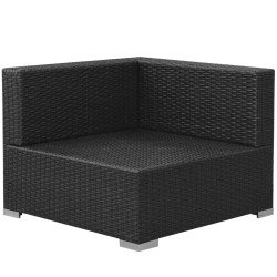 3-tlg. Garten-Lounge-Set mit Auflagen Poly Rattan Schwarz