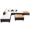 7-tlg. Garten-Lounge-Set mit Auflagen Poly Rattan Schwarz