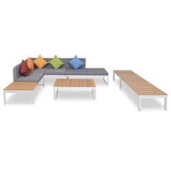 5-tlg. Garten-Lounge-Set mit Auflagen Aluminium und WPC