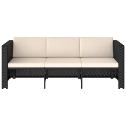 4-tlg. Garten-Lounge-Set mit Auflagen Poly Rattan Schwarz