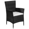 Gartenstuhl und Hocker mit Polstern Poly Rattan Schwarz