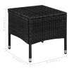 Gartenstuhl und Hocker mit Polstern Poly Rattan Schwarz