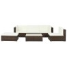 6-tlg. Garten-Lounge-Set mit Auflagen Poly Rattan Braun