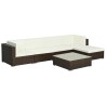 6-tlg. Garten-Lounge-Set mit Auflagen Poly Rattan Braun