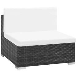 7-tlg. Garten-Lounge-Set mit Auflagen Poly Rattan Schwarz