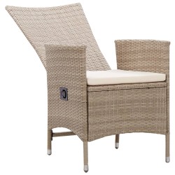 Gartenstühle 2 Stk. mit Auflagen Poly Rattan Beige