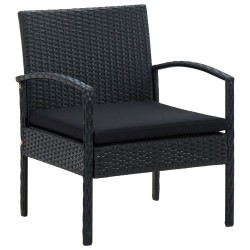 5-tlg. Garten-Lounge-Set mit Auflagen Poly Rattan Schwarz