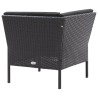 3-tlg. Garten-Lounge-Set mit Auflagen Poly Rattan Schwarz