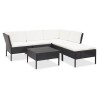 6-tlg. Garten-Lounge-Set mit Auflagen Poly Rattan Schwarz