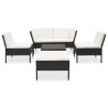 6-tlg. Garten-Lounge-Set mit Auflagen Poly Rattan Schwarz