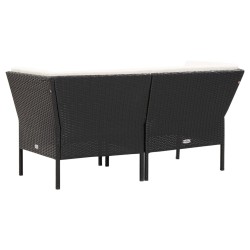 6-tlg. Garten-Lounge-Set mit Auflagen Poly Rattan Schwarz