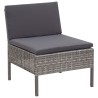 8-tlg. Garten-Lounge-Set mit Auflagen Poly Rattan Grau