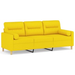 3-Sitzer-Sofa mit Zierkissen Hellgelb 180 cm Stoff