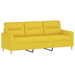 3-Sitzer-Sofa mit Zierkissen Hellgelb 180 cm Stoff