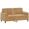 2-Sitzer-Sofa mit Zierkissen Braun 140 cm Samt