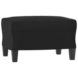 3-Sitzer-Sofa mit Hocker Schwarz 180 cm Kunstleder