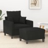 Sessel mit Hocker Schwarz 60 cm Stoff