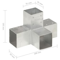 Pfostenverbinder X-Form Verzinktes Metall 91 x 91 mm