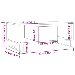 Couchtisch Betongrau 90x50x36,5 cm Holzwerkstoff