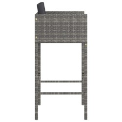 Barhocker 2 Stk. mit Kissen Grau Poly Rattan