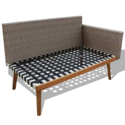 4-tlg. Garten-Lounge-Set mit Auflagen Poly Rattan Grau