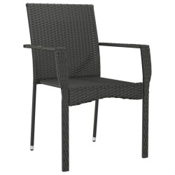 Gartenstühle mit Kissen 4 Stk. Poly Rattan Schwarz