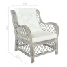 Sessel mit Kissen Grau Natur-Rattan und Leinen