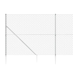 Maschendrahtzaun mit Bodenhülsen Silbern 1,4x10 m