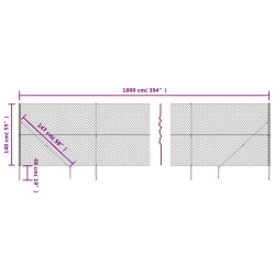 Maschendrahtzaun mit Bodenhülsen Silbern 1,4x10 m