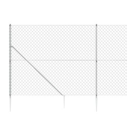 Maschendrahtzaun mit Bodenhülsen Silbern 2,2x25 m