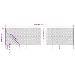 Maschendrahtzaun mit Bodenhülsen Silbern 1,4x25 m