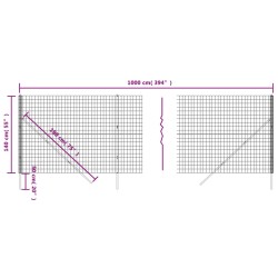 Maschendrahtzaun Grün 1,4x10 m Verzinkter Stahl