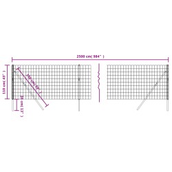 Maschendrahtzaun Anthrazit 1,1x25 m Verzinkter Stahl