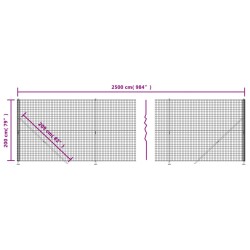 Maschendrahtzaun mit Bodenflansch Anthrazit 2x25 m